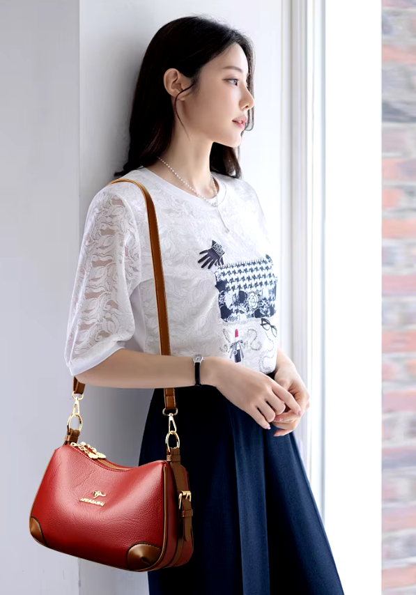 Casual Solid PU Leather Zipper Multi Pockets Crossbody Shoulder Sling Bag Mssza