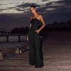 Casual Solid Pleated Strapless Sleeveless Backless Wide Leg Jumpsuit Mssza