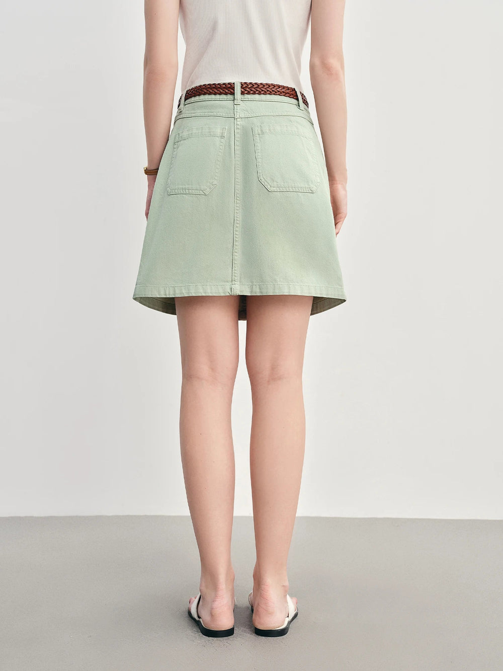 Casual Solid Plus-Size High Waisted Jeans Slimming Fit Skirt Mssza