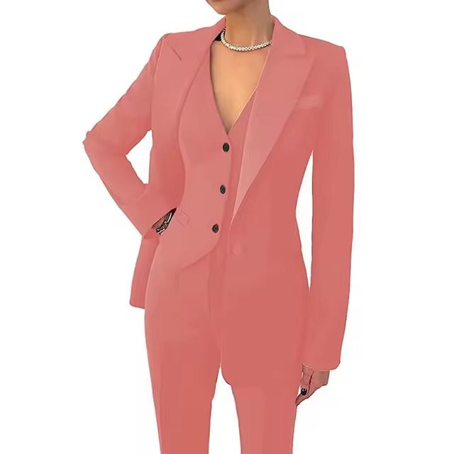 Casual Solid Single Breasted High Waist Business Classic Professional 3 Piece pant Suits Mssza