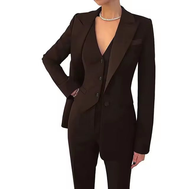 Casual Solid Single Breasted High Waist Business Classic Professional 3 Piece pant Suits Mssza