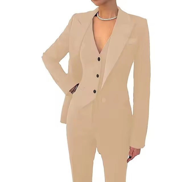 Casual Solid Single Breasted High Waist Business Classic Professional 3 Piece pant Suits Mssza