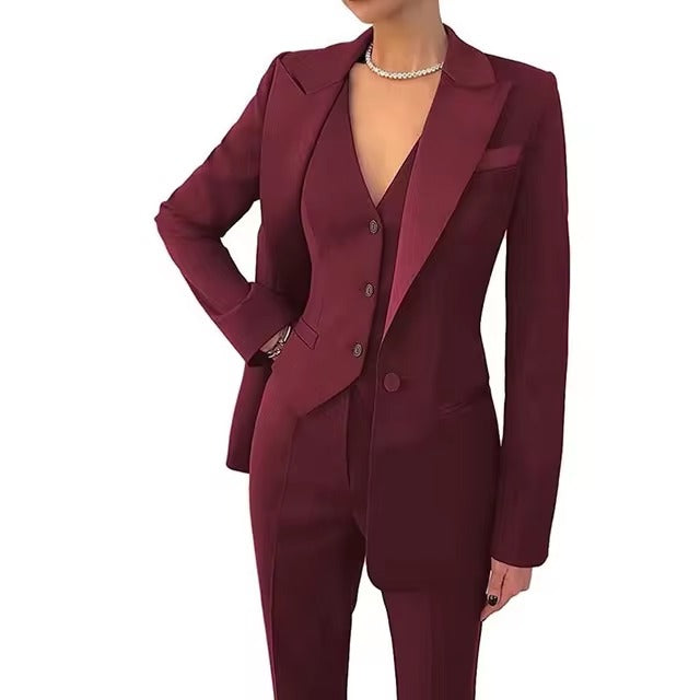 Casual Solid Single Breasted High Waist Business Classic Professional 3 Piece pant Suits Mssza