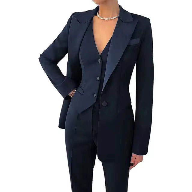 Casual Solid Single Breasted High Waist Business Classic Professional 3 Piece pant Suits Mssza