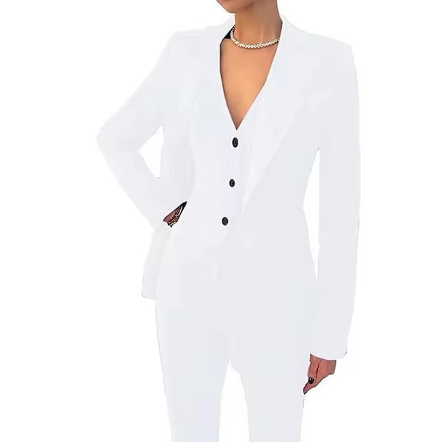 Casual Solid Single Breasted High Waist Business Classic Professional 3 Piece pant Suits Mssza