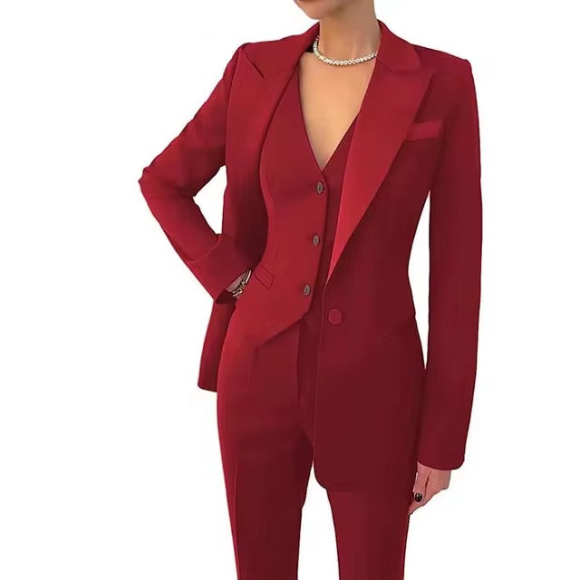 Casual Solid Single Breasted High Waist Business Classic Professional 3 Piece pant Suits Mssza