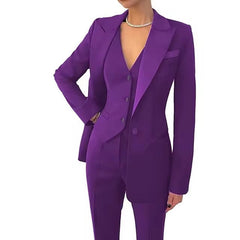 Casual Solid Single Breasted High Waist Business Classic Professional 3 Piece pant Suits Mssza