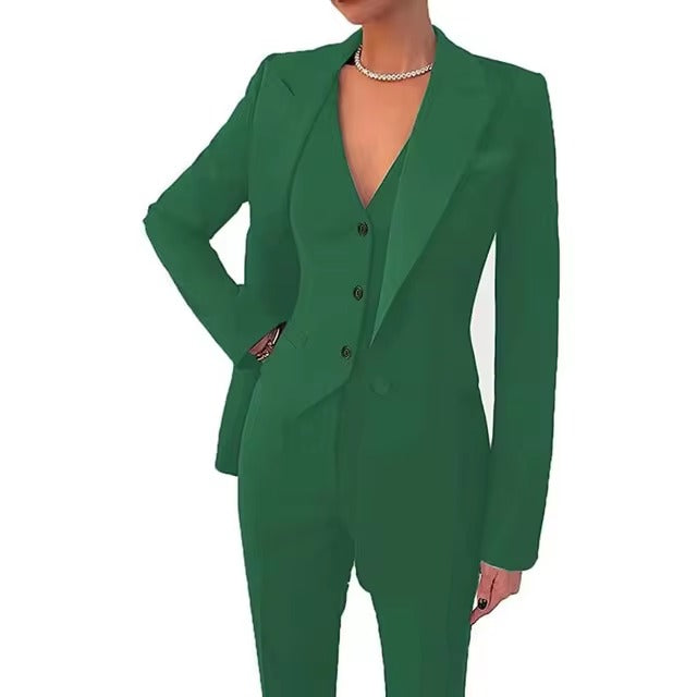 Casual Solid Single Breasted High Waist Business Classic Professional 3 Piece pant Suits Mssza