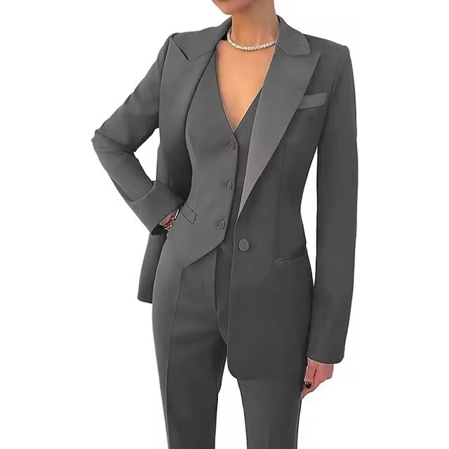 Casual Solid Single Breasted High Waist Business Classic Professional 3 Piece pant Suits Mssza