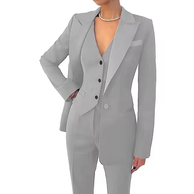 Casual Solid Single Breasted High Waist Business Classic Professional 3 Piece pant Suits Mssza
