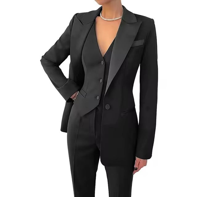 Casual Solid Single Breasted High Waist Business Classic Professional 3 Piece pant Suits Mssza
