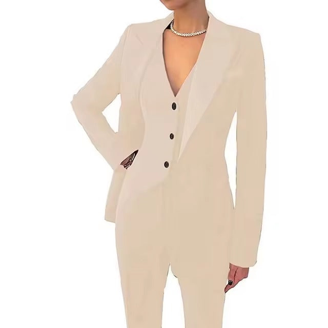 Casual Solid Single Breasted High Waist Business Classic Professional 3 Piece pant Suits Mssza