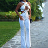 Casual Solid Sleeveless Hollow Out Backless With Button Flare Pants Jumpsuit Mssza