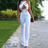 Casual Solid Sleeveless Hollow Out Backless With Button Flare Pants Jumpsuit Mssza