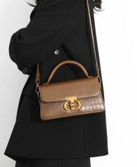 Casual Solid Small Leather Armpit Chain Button Shoulder Crossbody Bags Mssza