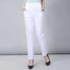 Casual Solid Straight Cotton Elastic Waist Ankle-Length Pants Mssza