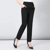 Casual Solid Straight Cotton Elastic Waist Ankle-Length Pants Mssza
