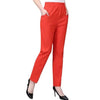 Casual Solid Straight Cotton Elastic Waist Ankle-Length Pants Mssza
