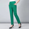 Casual Solid Straight Cotton Elastic Waist Ankle-Length Pants Mssza