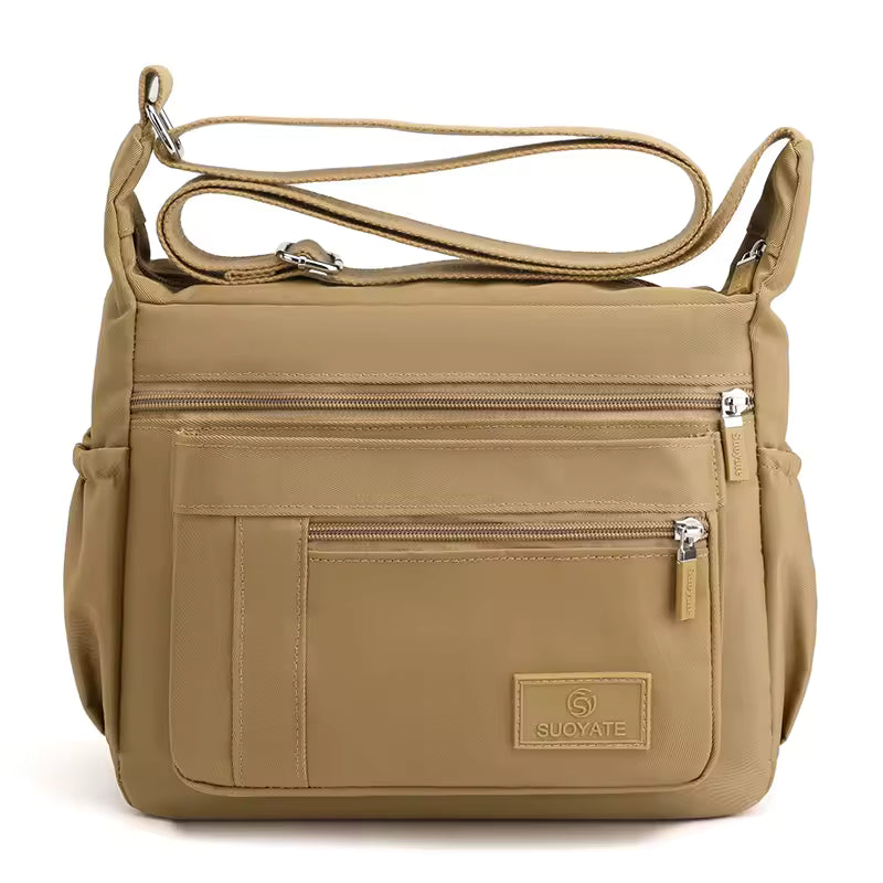 Casual Solid Waterproof Nylon Zipper Handbag Shoulder Crossbody Bag Mssza