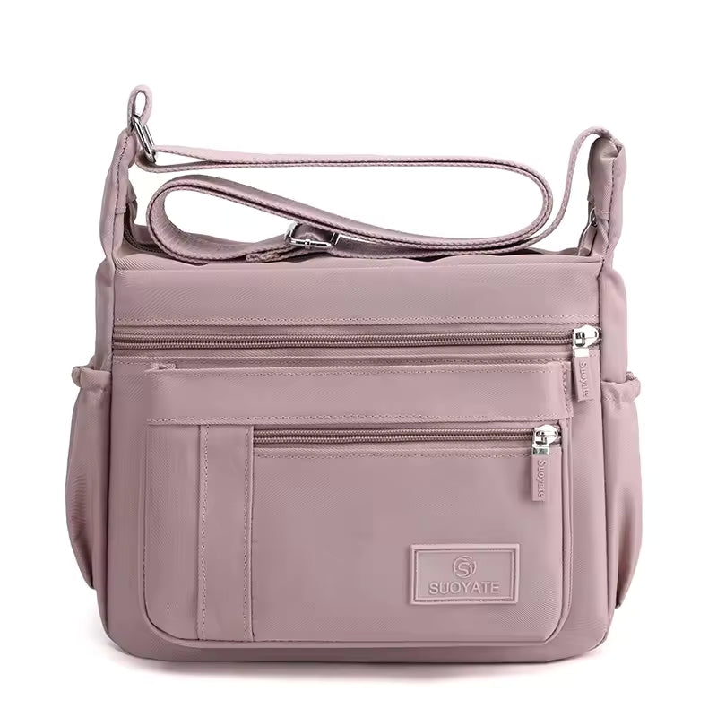 Casual Solid Waterproof Nylon Zipper Handbag Shoulder Crossbody Bag Mssza