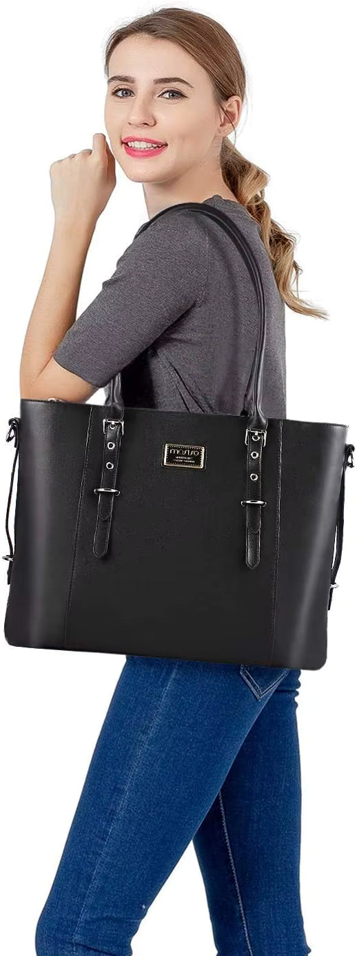 Elegant PU Leather Waterproof Laptop Messenger Tote Bag Mssza
