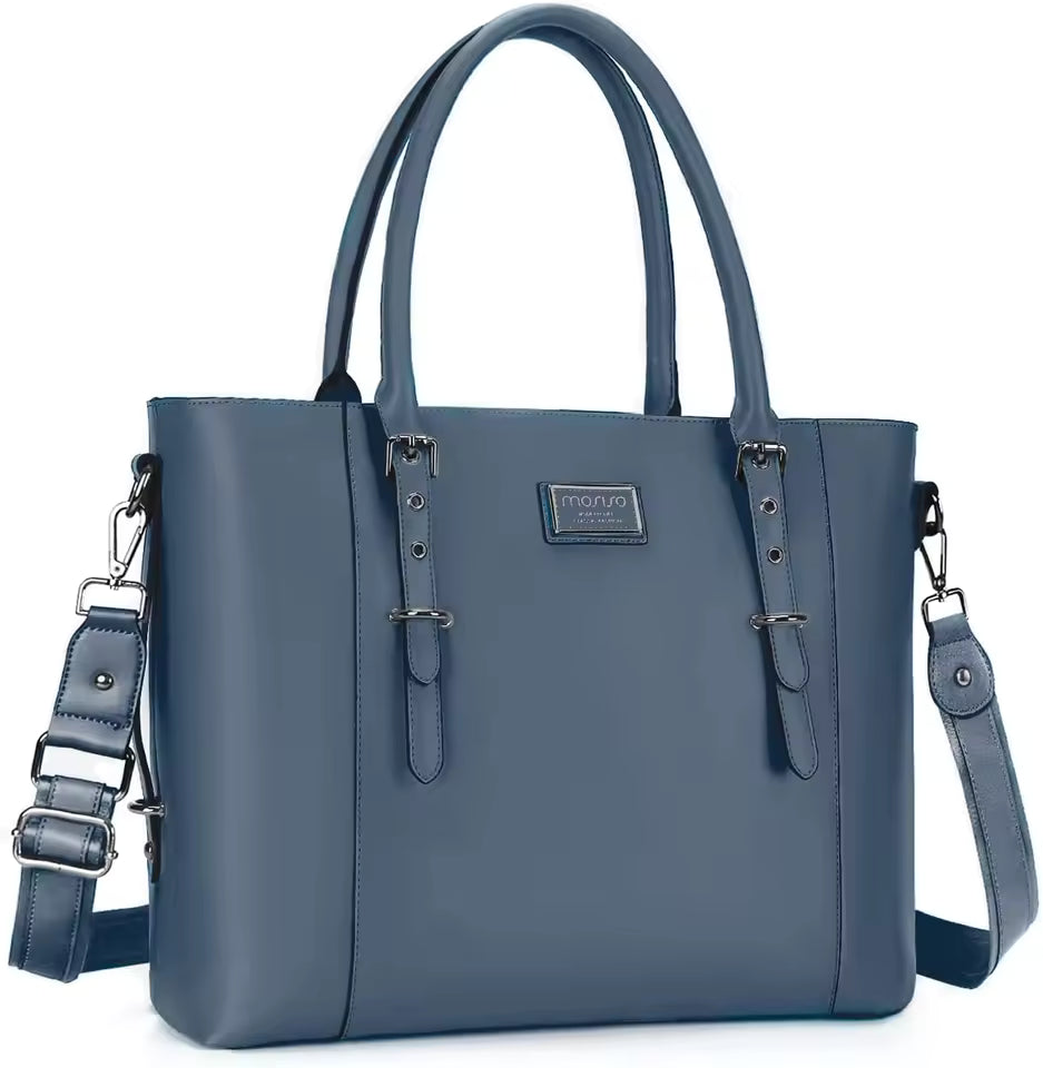 Trendy Solid zipper PU Leather Laptop Messenger Tote Bag Mssza