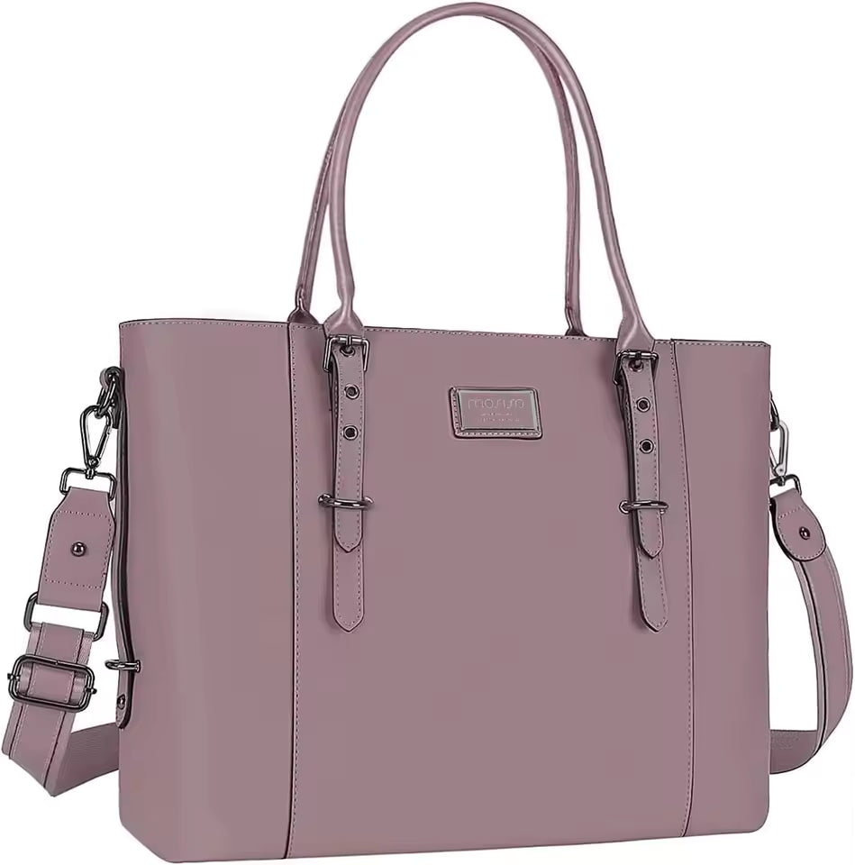 Trendy Solid zipper PU Leather Laptop Messenger Tote Bag Mssza