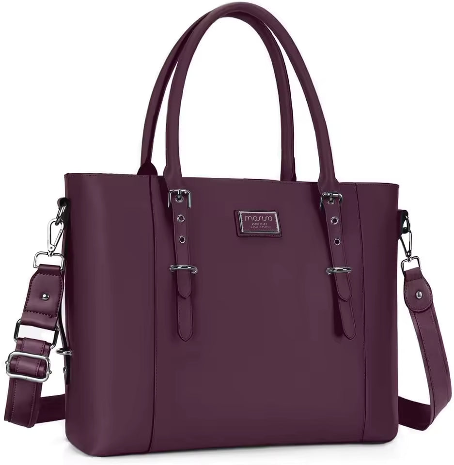 Trendy Solid zipper PU Leather Laptop Messenger Tote Bag Mssza