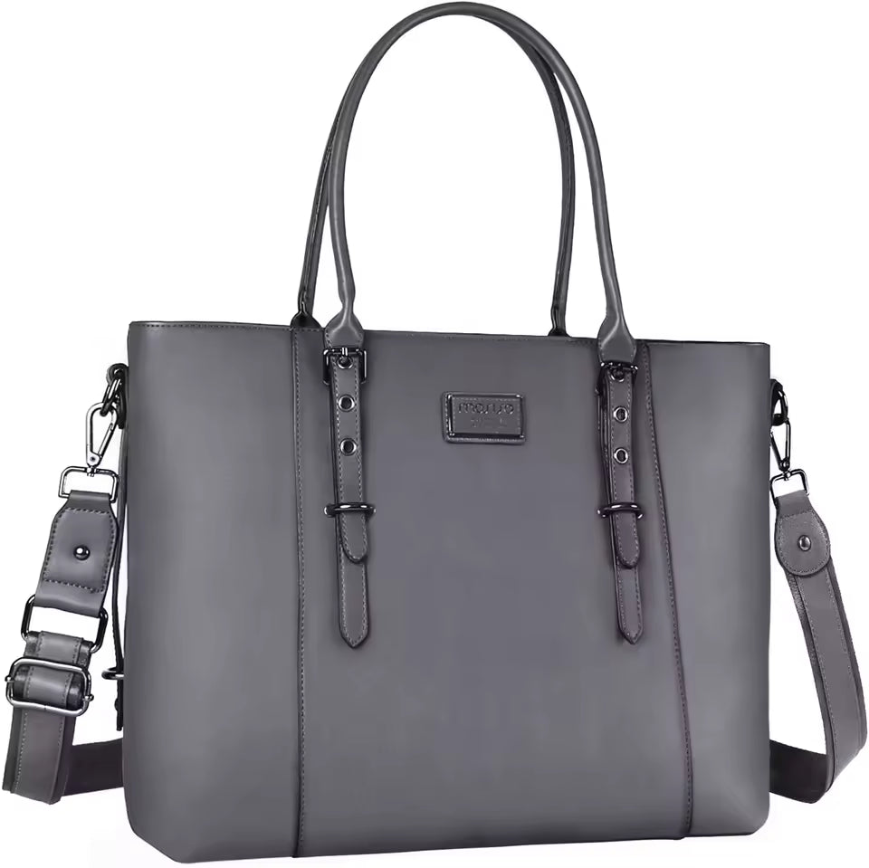 Trendy Solid zipper PU Leather Laptop Messenger Tote Bag Mssza