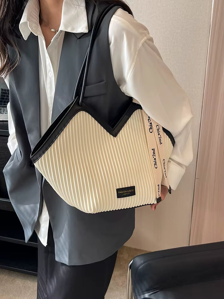 Casual Solid zipper Polyester Shoulder Tote Bag Mssza