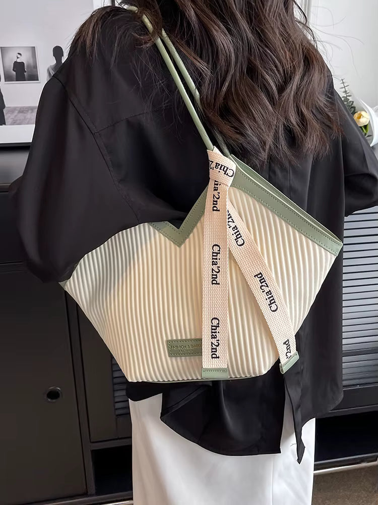 Casual Solid zipper Polyester Shoulder Tote Bag Mssza