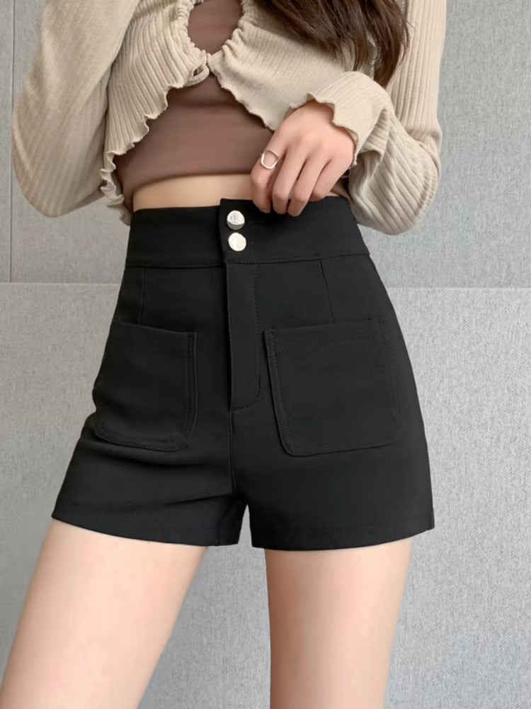 Casual Spandex Zipper Fly Cute Shorts Outerwear Mssza