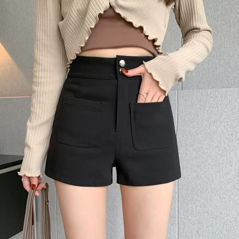 Casual Spandex Zipper Fly Cute Shorts Outerwear Mssza
