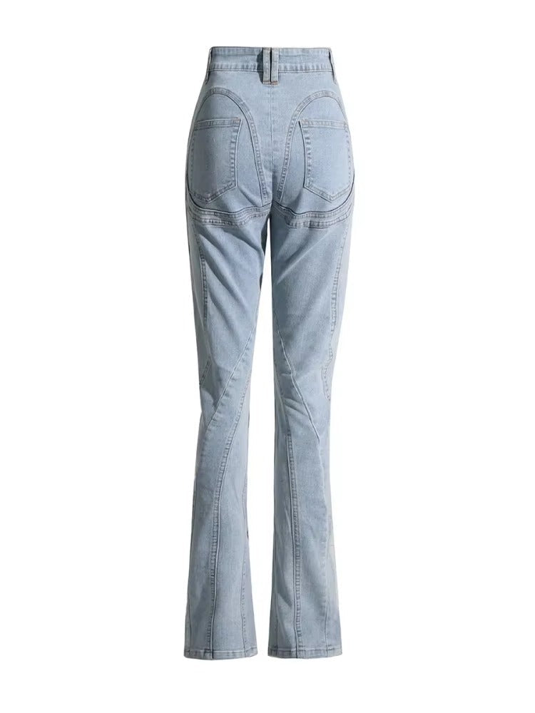 Trendy Spliced Pockets Contrast Non Stretch Skinny Jeans Mssza