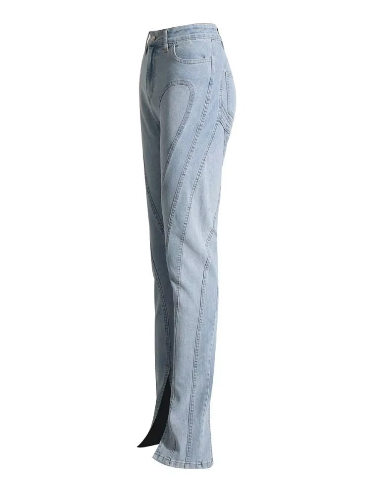 Trendy Spliced Pockets Contrast Non Stretch Skinny Jeans Mssza