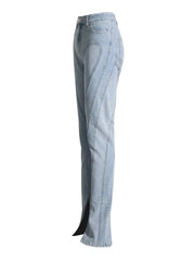 Trendy Spliced Pockets Contrast Non Stretch Skinny Jeans Mssza