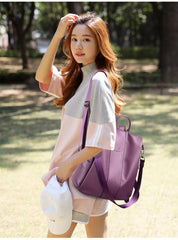 Casual Split Leather Solid High Capacity Travel Anti-theft Leather School Shoulder Backpack Mssza
