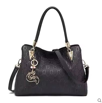 Casual Split Leather Tote Large Capacity Top Handle Cowhide Shoulder Bag Mssza