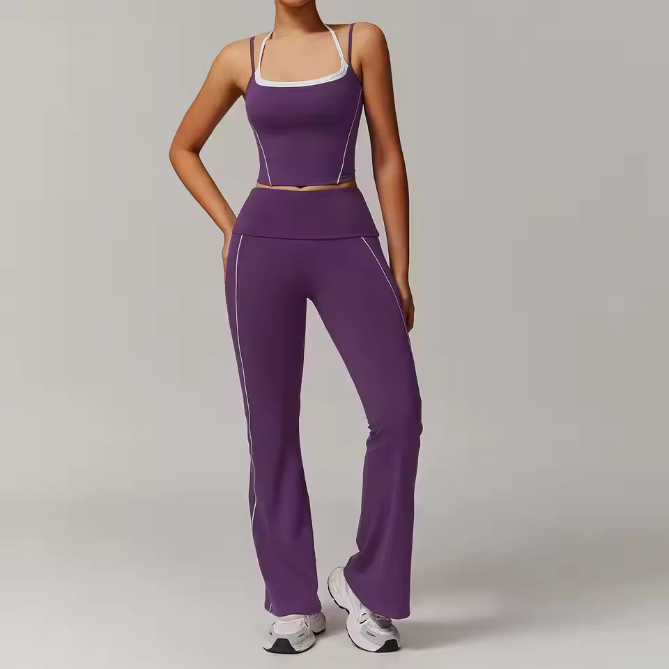 Sports Crop Top And Leggings 2 Pieces Set Yoga Set Mssza