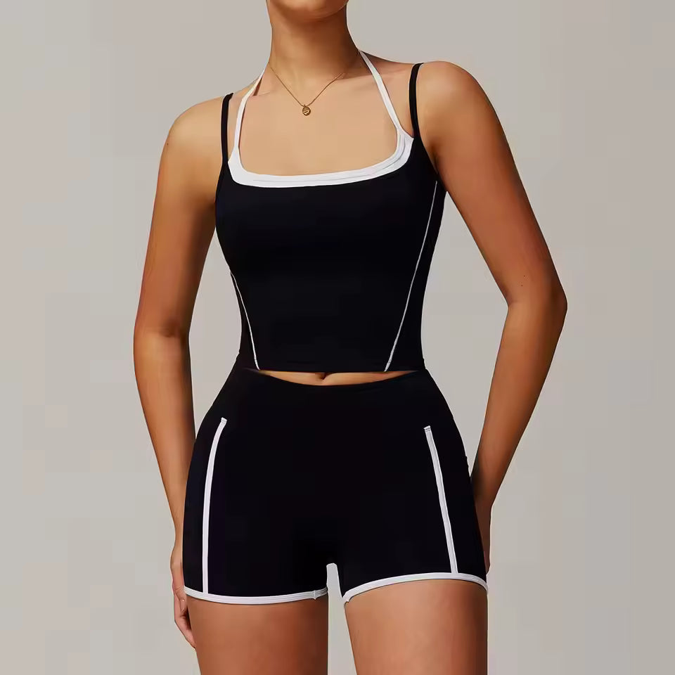 Trendy Sports Crop Top And Leggings 2 Pieces Set Yoga Set Mssza