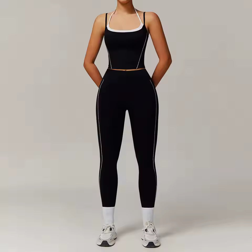 Sports Crop Top And Leggings 2 Pieces Set Yoga Set Mssza
