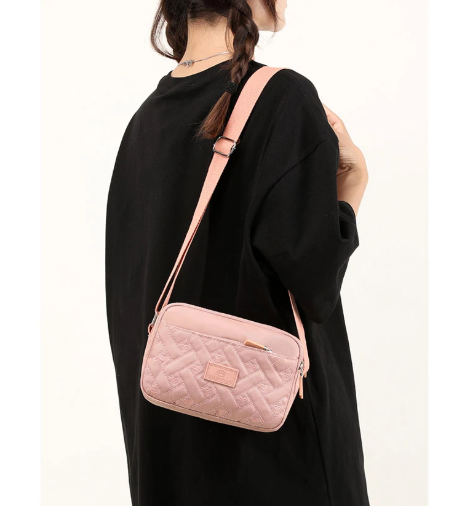 Casual Square Embroidery Diamond lattice Waterproof Nylon Shoulder Crossbody Bag Mssza