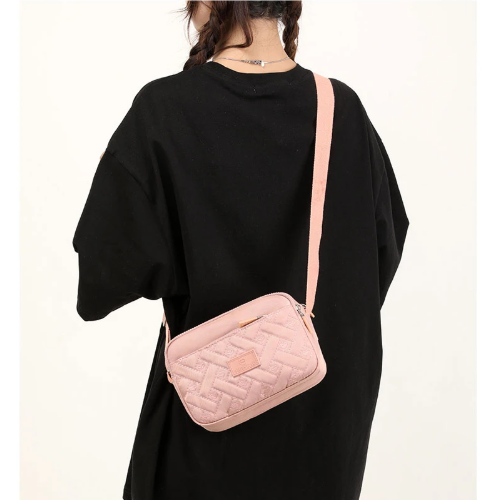 Casual Square Embroidery Diamond lattice Waterproof Nylon Shoulder Crossbody Bag Mssza