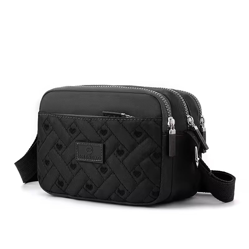 Casual Square Embroidery Diamond lattice Waterproof Nylon Shoulder Crossbody Bag Mssza