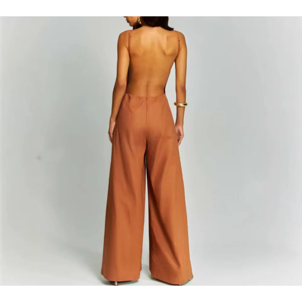 Casual Square Neck Sleeveless High Waist Solid Minimalist Slimming Jumpsuits Mssza