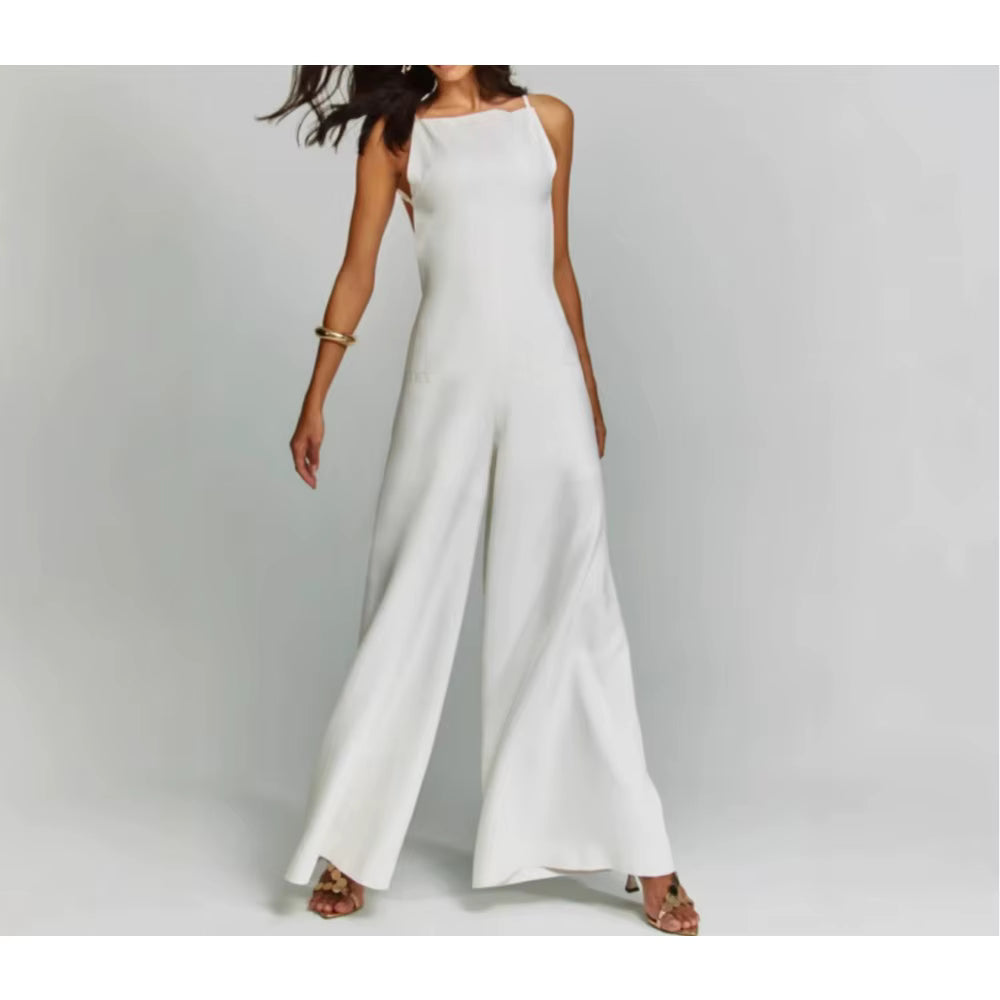Casual Square Neck Sleeveless High Waist Solid Minimalist Slimming Jumpsuits Mssza