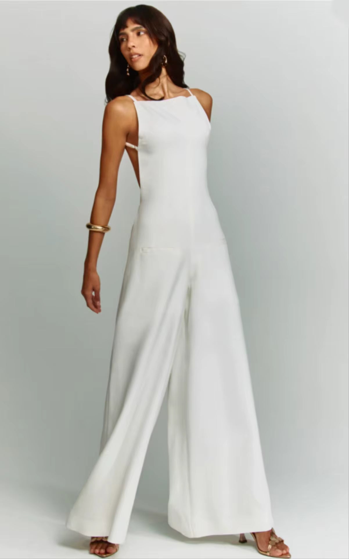 Casual Square Neck Sleeveless High Waist Solid Minimalist Slimming Jumpsuits Mssza