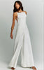Casual Square Neck Sleeveless High Waist Solid Minimalist Slimming Jumpsuits Mssza