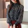 Casual Stand Collar Floral Chiffon Long Sleeve Printed Blouses Mssza